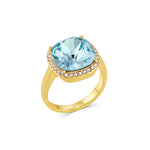 Anillo princesa triana de cristal celeste enchapado en oro de 18K de AMBAR Joyería Fina