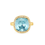 Anillo triana de cristal celeste enchapado en oro de 18K de AMBAR Joyería Fina