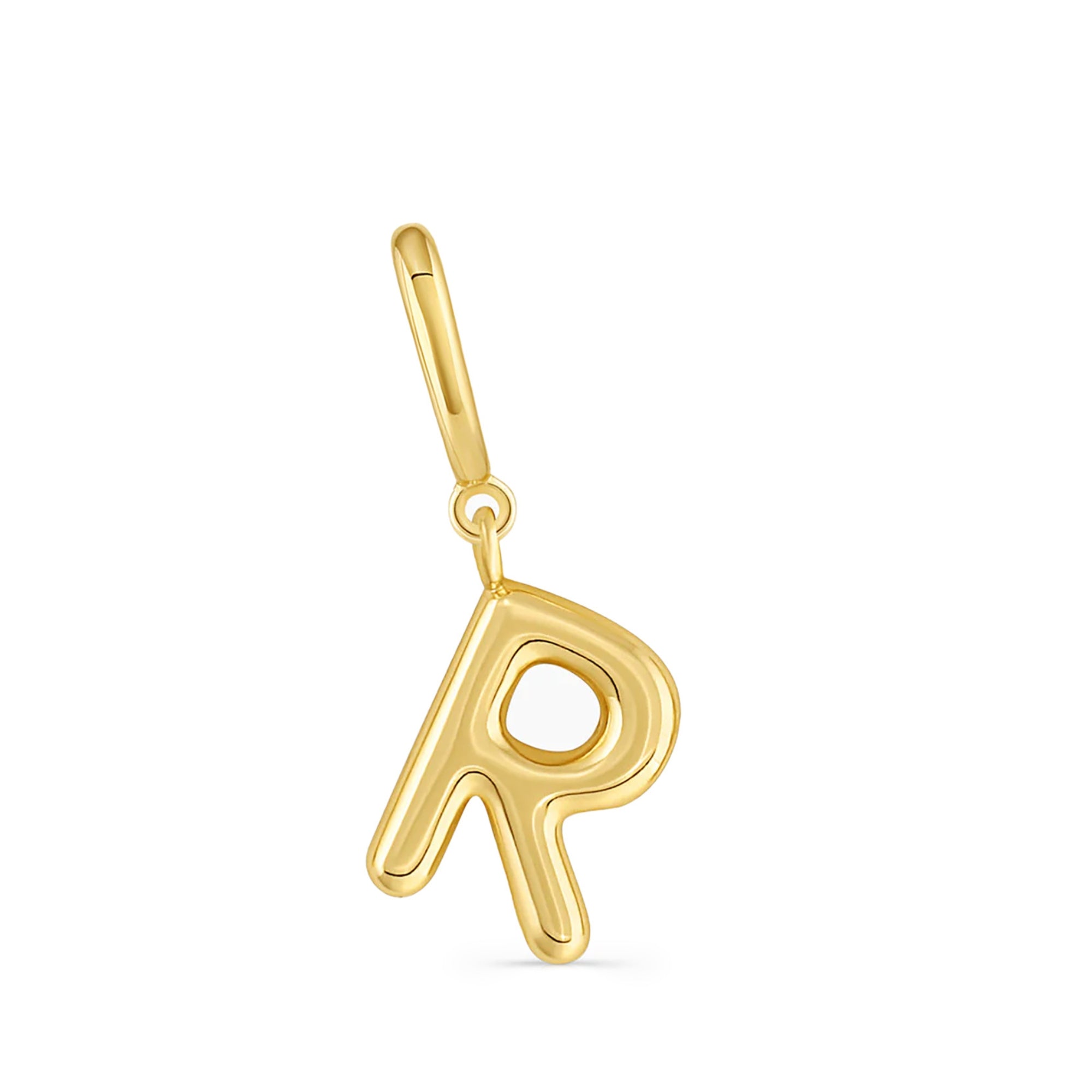 Dije Inicial letra r con broche bisagra enchapado en oro 18k de AMBAR joyería fina