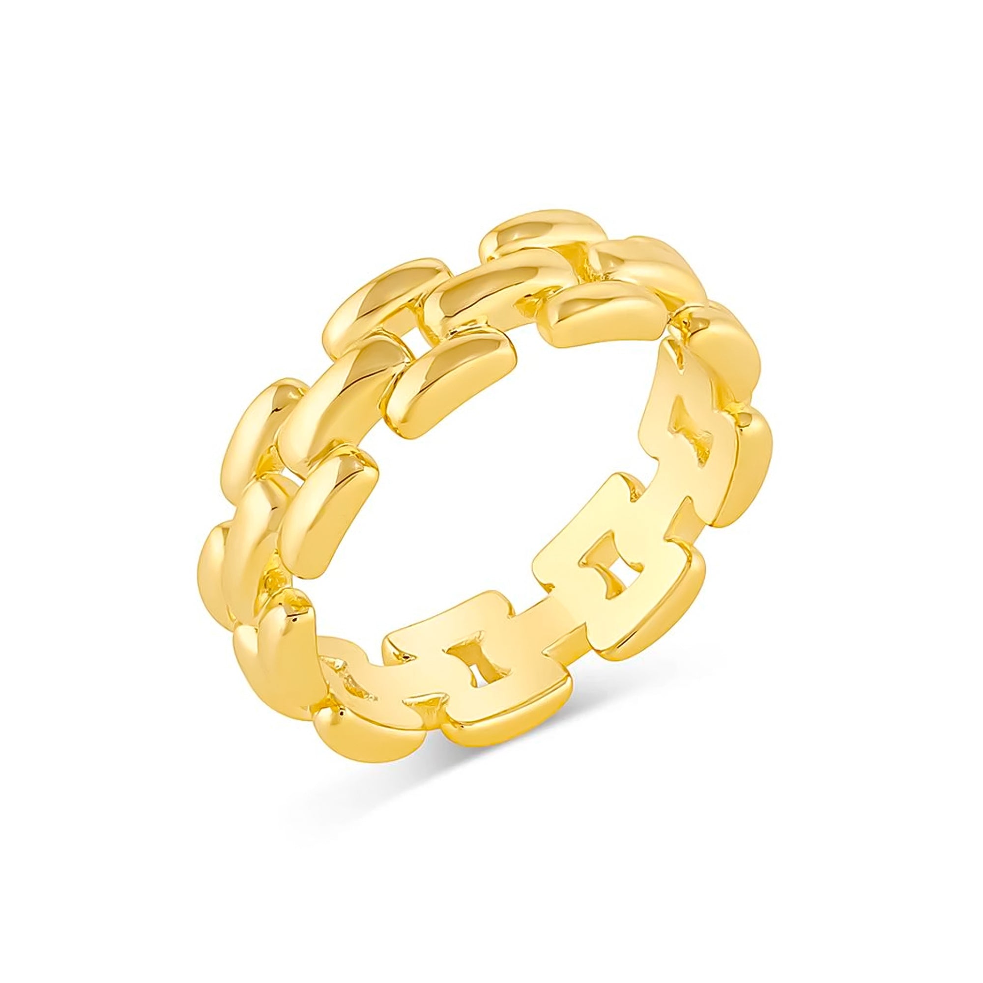Anillo brooklyn de lado cadeneta enchapado en oro de 18K de AMBAR Joyería Fina