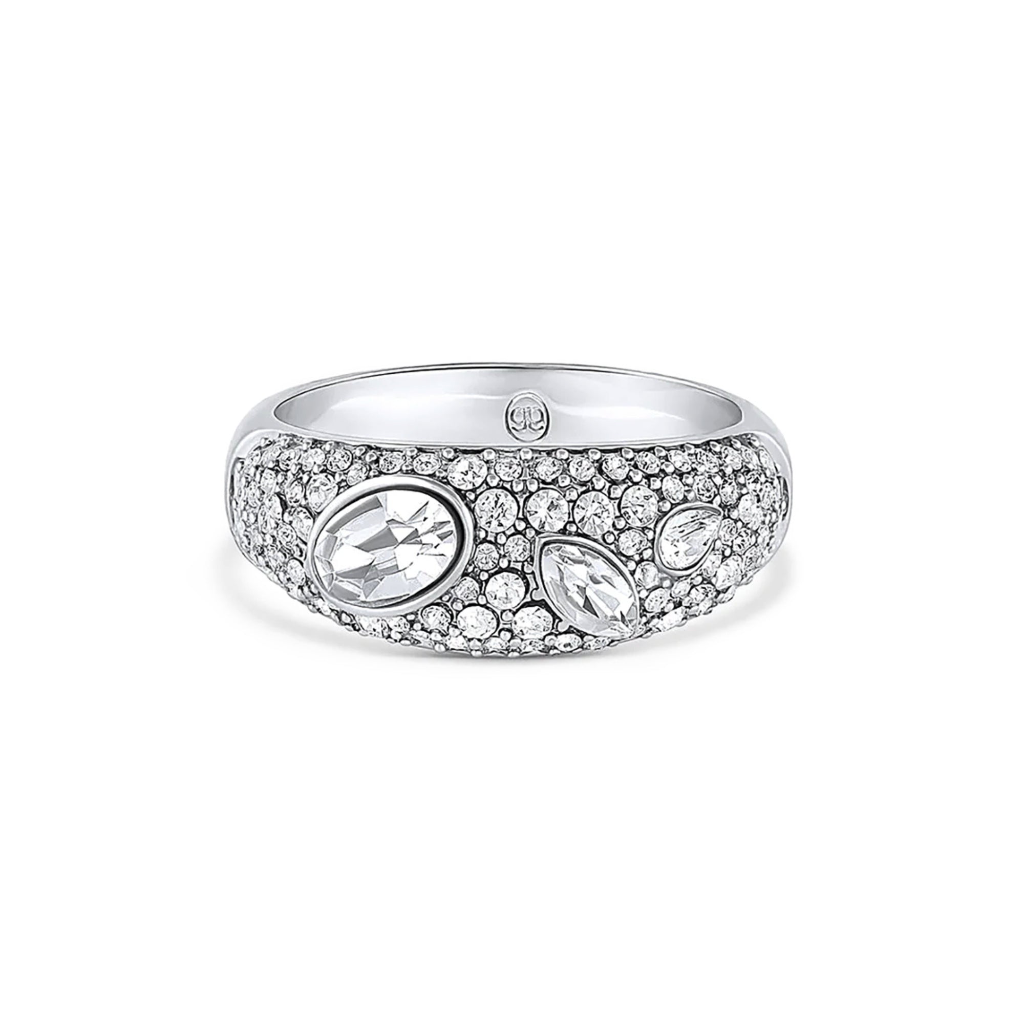 Anillo Kingston con cristales enchapado en rodio de AMBAR Joyería Fina