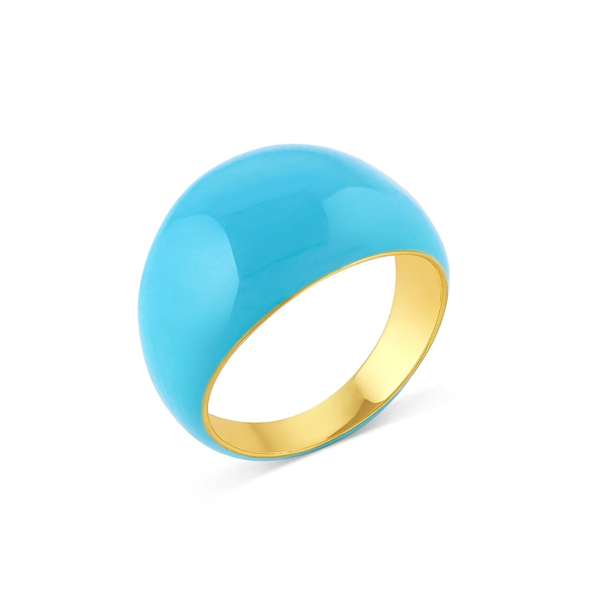 Anillo lani turqueza esmaltado enchapado en oro de 18K de AMBAR Joyería Fina