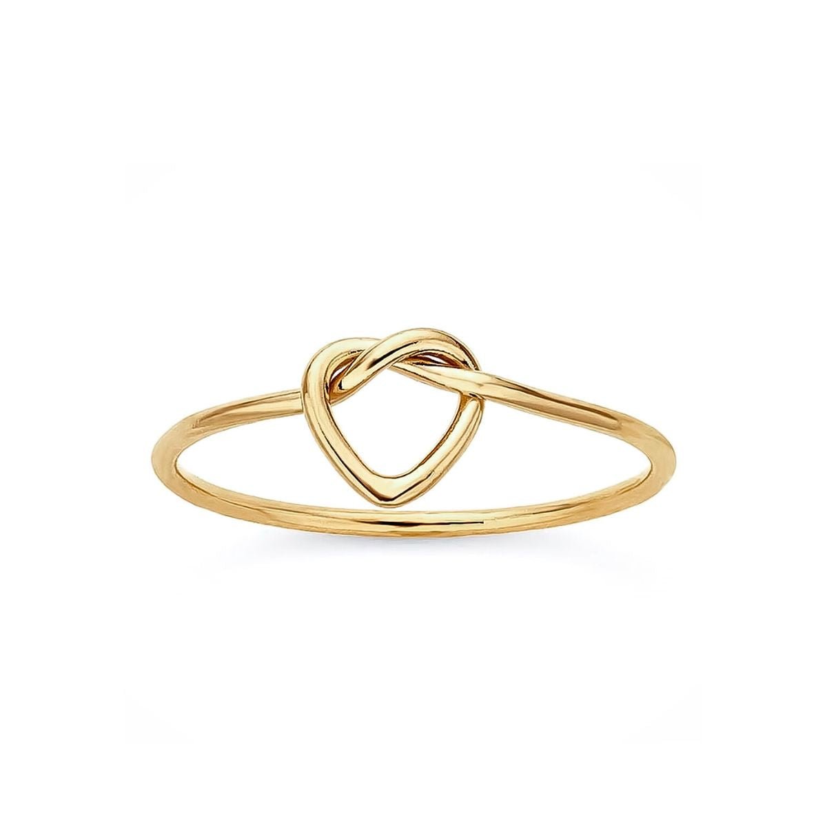 anillo en forma de nudo de corazón elaborado en gold filled 14k de AMBAR joyería