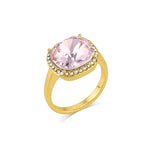 Anillo princesa con cristal rosa enchapado en oro de 18K de AMBAR Joyería Fina