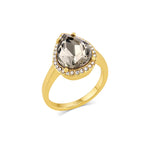 Anillo princesa de cristal ahumado enchapado en oro de 18K de AMBAR Joyería Fina