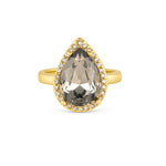 Anillo princess de cristal ahumado enchapado en oro de 18K de AMBAR Joyería Fina