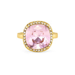 Anillo princesa de cristal rosa enchapado en oro de 18K de AMBAR Joyería Fina