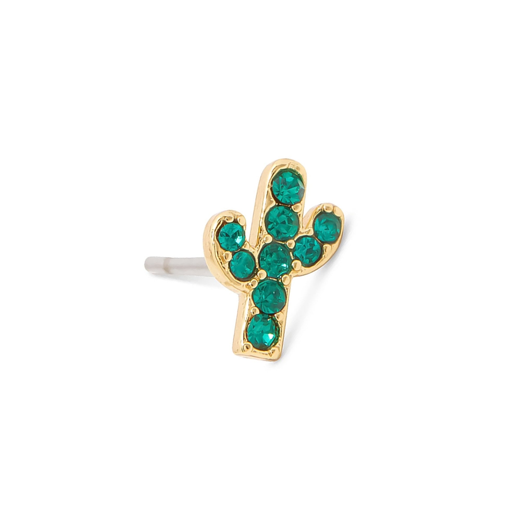 Arete Cactus Stud piercing enchapado en oro de 18K de AMBAR Joyería Fina