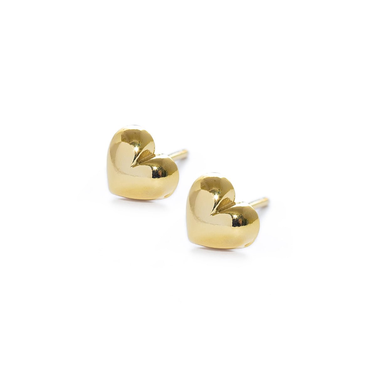 arete corazon bombe de 0.7 cm elaborado en oro laminado de AMBAR Joyería