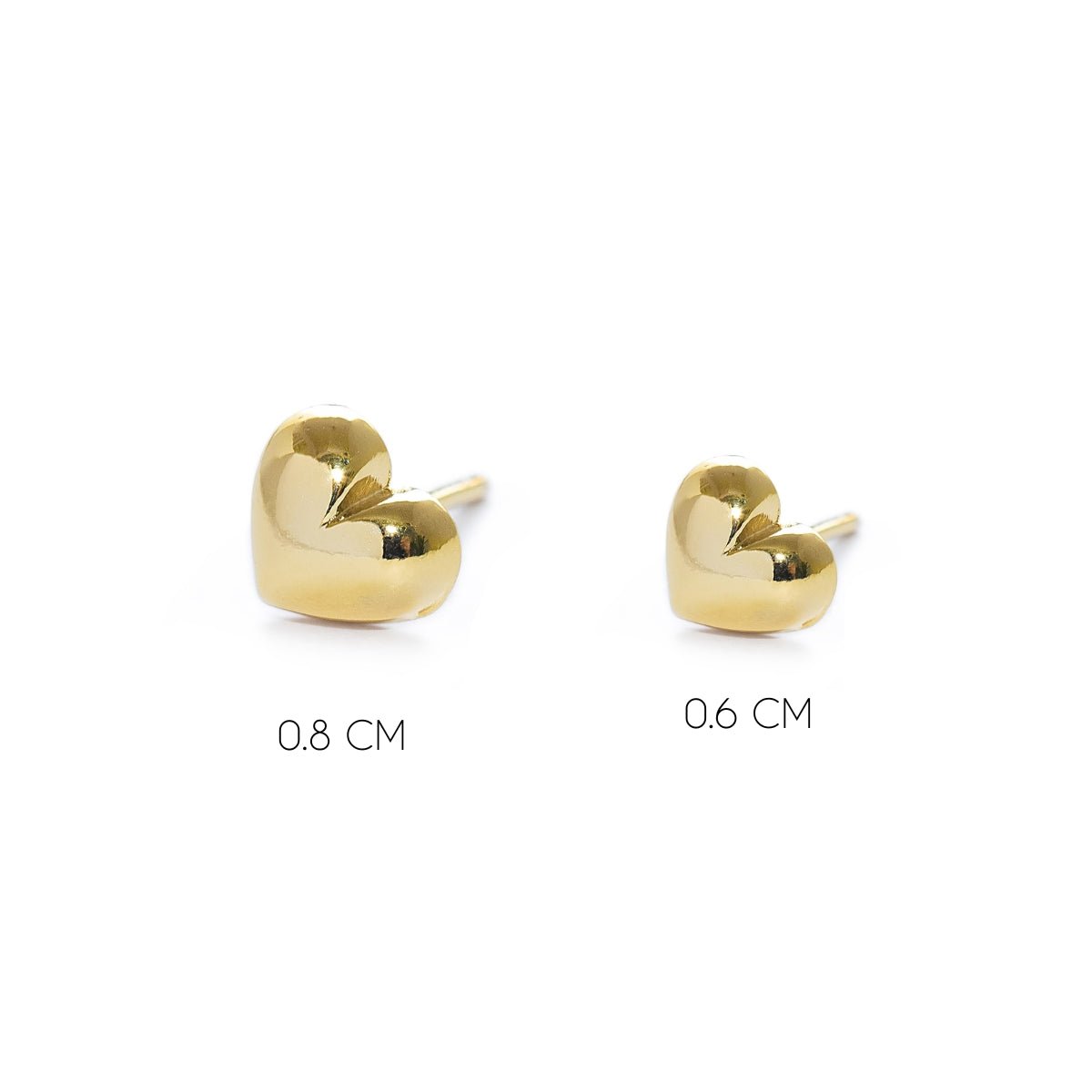 arete corazon bombe de 0.7 cm y 0.5 cm elaborado en oro laminado de AMBAR Joyería