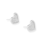 aretes corazon texturado tamaño 1 cm elaborados en plata 925 de AMBAR joyería fina