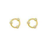 Aretes July esfera calada con cristales elaborada en oro laminado de AMBAR joyería