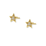 aretes de oro laminado estrella mini con cristal de perfil de AMBAR joyería