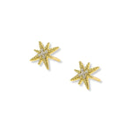 aretes de oro laminado Estrella Polar mini de costado con cristales de AMBAR Joyería Fina