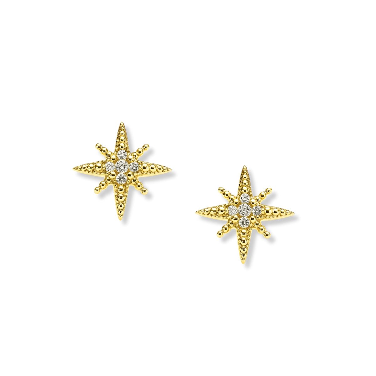 Aretes Estrella Polar mini con cristales elaborado en oro laminado de AMBAR Joyería Fina