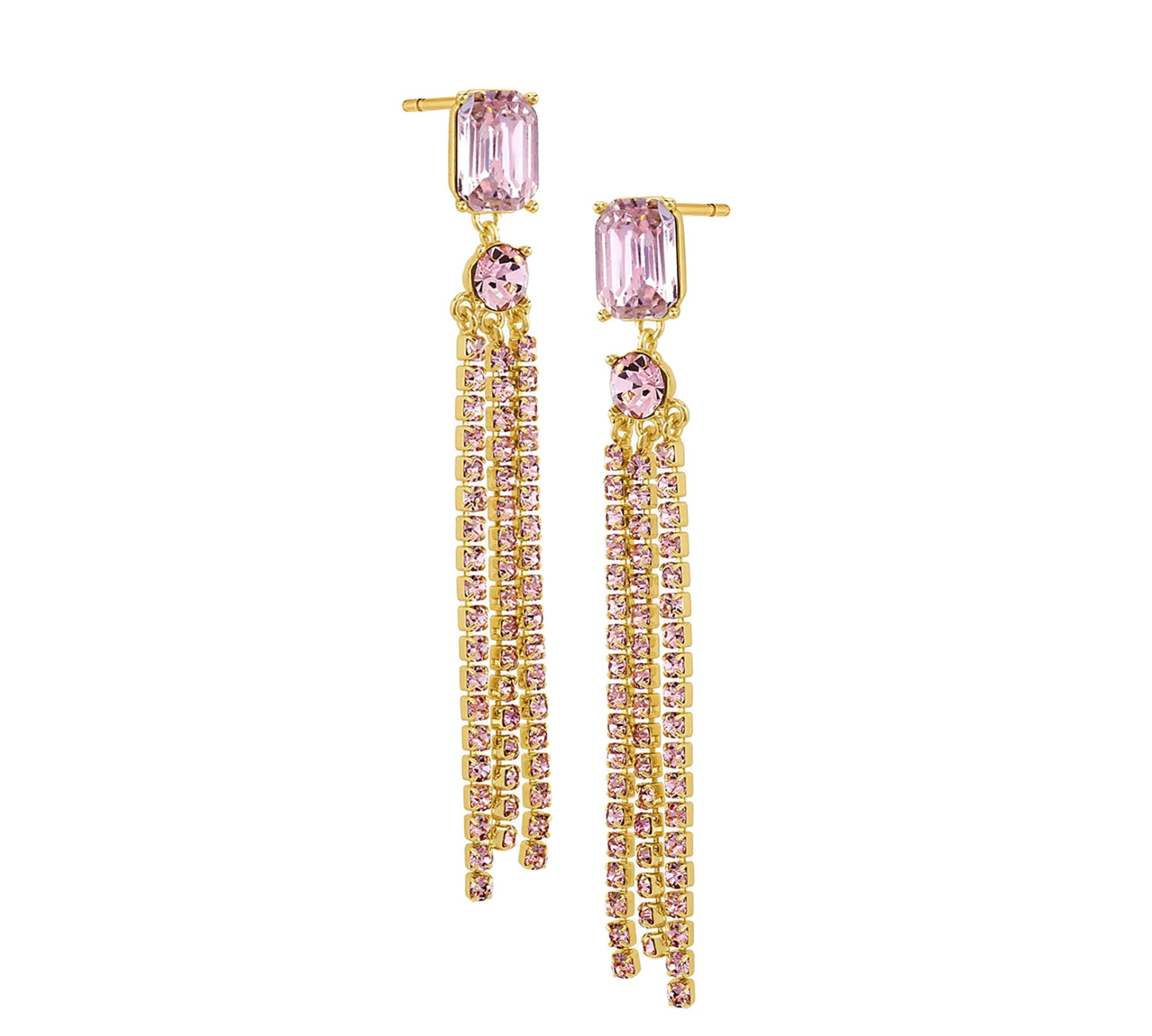 Aretes escalonados Kingston rosados enchapado en oro de 18K de AMBAR Joyería Fina