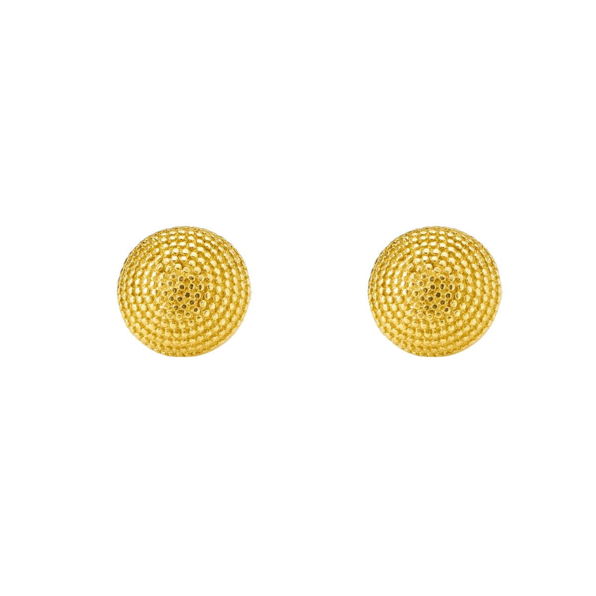 Aretes rossi en forma de lenteja con textura de espiral elaborado en oro laminado de AMBAR joyería