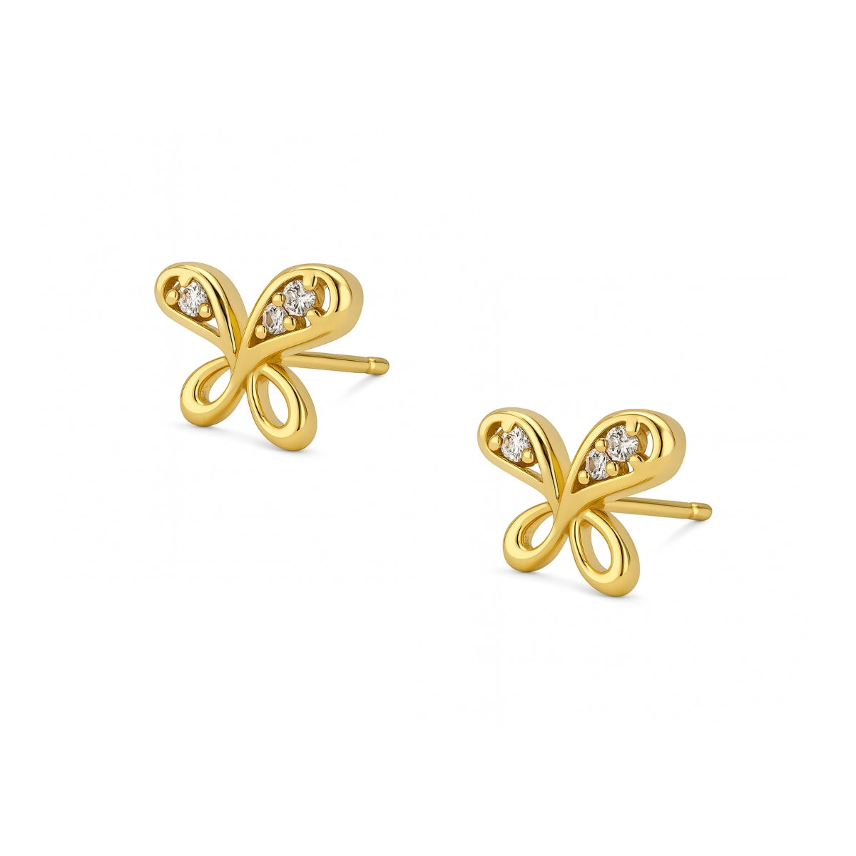 Aretes Marylin Alitas de Cristal de lado elaborados en Oro Laminado de AMBAR joyería