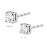 aretes punto de luz con cristal de tamaños varios elaborados en plata 925 de AMBAR joyería fina