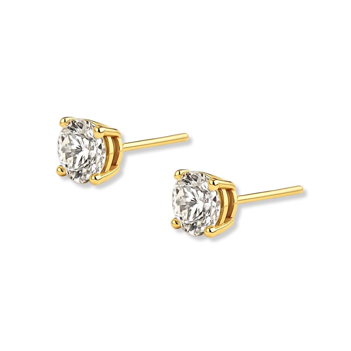 aretes punto de luz con circonita cubica cristal elaborado en oro laminado de AMBAR Joyería