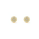 aretes de oro laminado roseta emy de 0.4 cm con cristales de AMBAR joyería