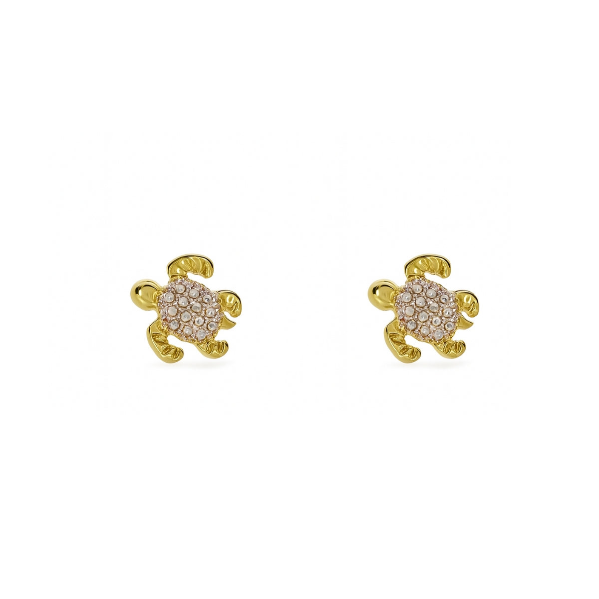 aretes tortuguita ideal para niñas, elaborado en oro laminado de AMBAR Joyería