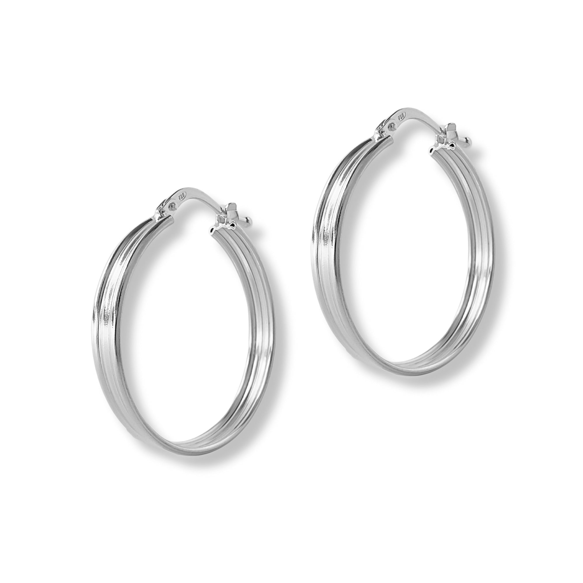 argollas acanaladas 2.8 cm elaborados en plata 925 de AMBAR joyería fina