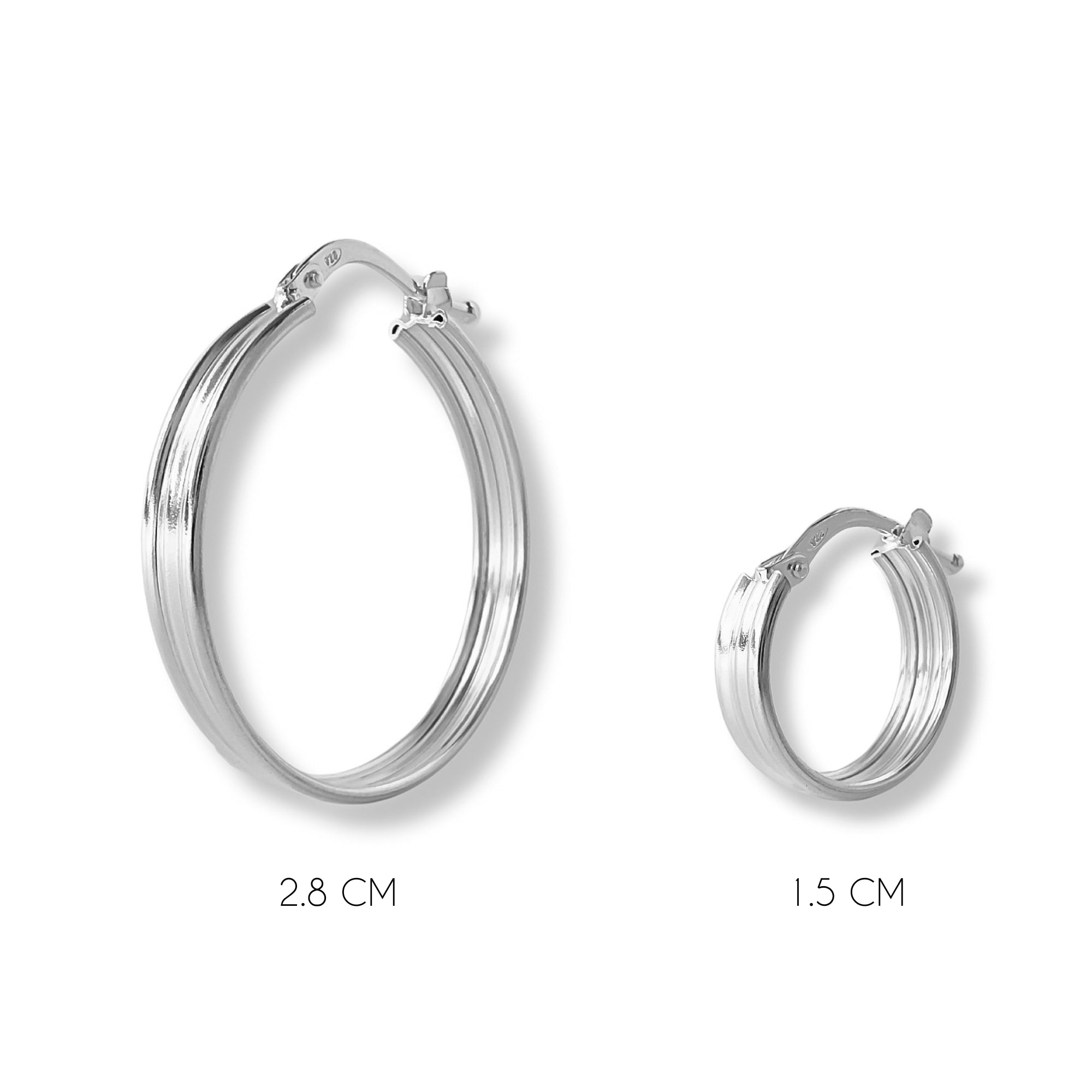 argollas acanaladas tamaños varios elaborados en plata 925 de AMBAR joyería fina
