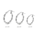 argollas cordón con textura en tres tamaños elaboradas en plata 925 de AMBAR joyería fina