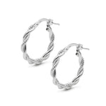 Argollas Filomena 2.4cm textura cordón Plata 925 de AMBAR Joyería Fina
