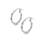 Argollas Filomena 2cm textura cordón Plata 925 de AMBAR Joyería Fina