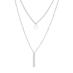 collar en capas con una barrita y placa elaborado en plata 925 de AMBAR joyería