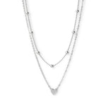 Collar en capas cadena de bolitas y cadena con corazon  plata 925 de AMBAR joyería