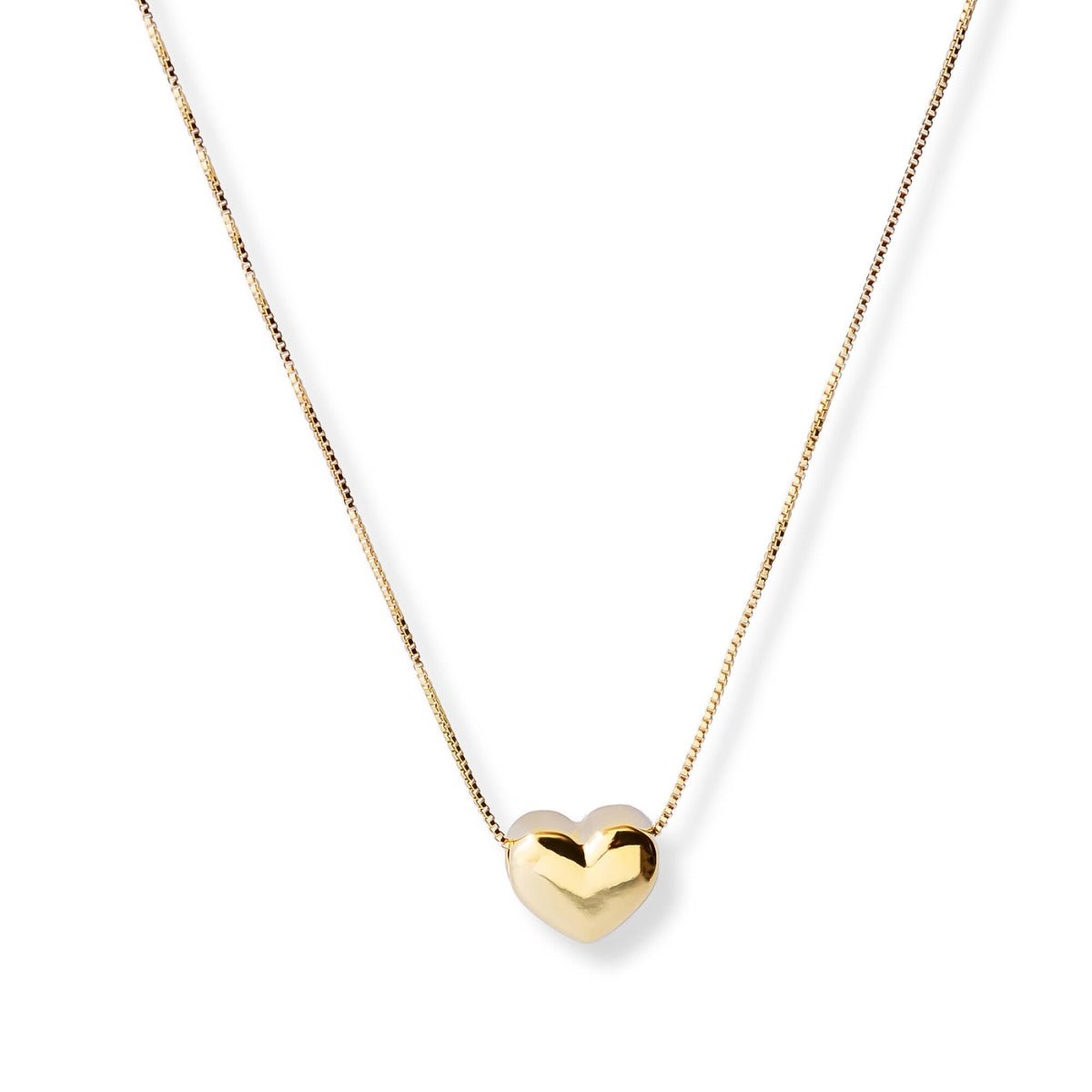 collar corazon bombeado elaborado en oro laminado 18k de Ambar Joyeria.