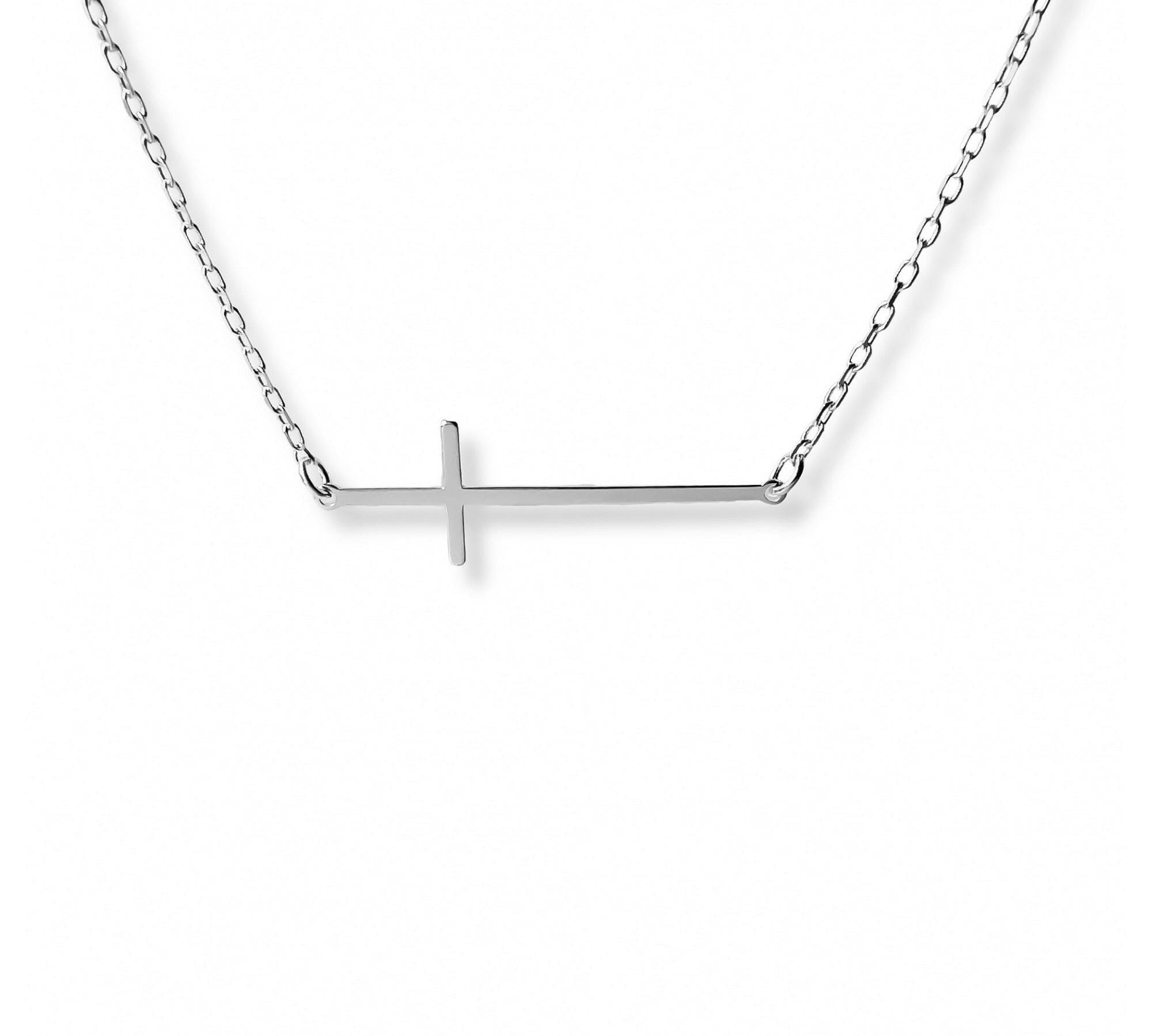 Collar Cruz Lisa de plata 925 de AMBAR Joyería Fina