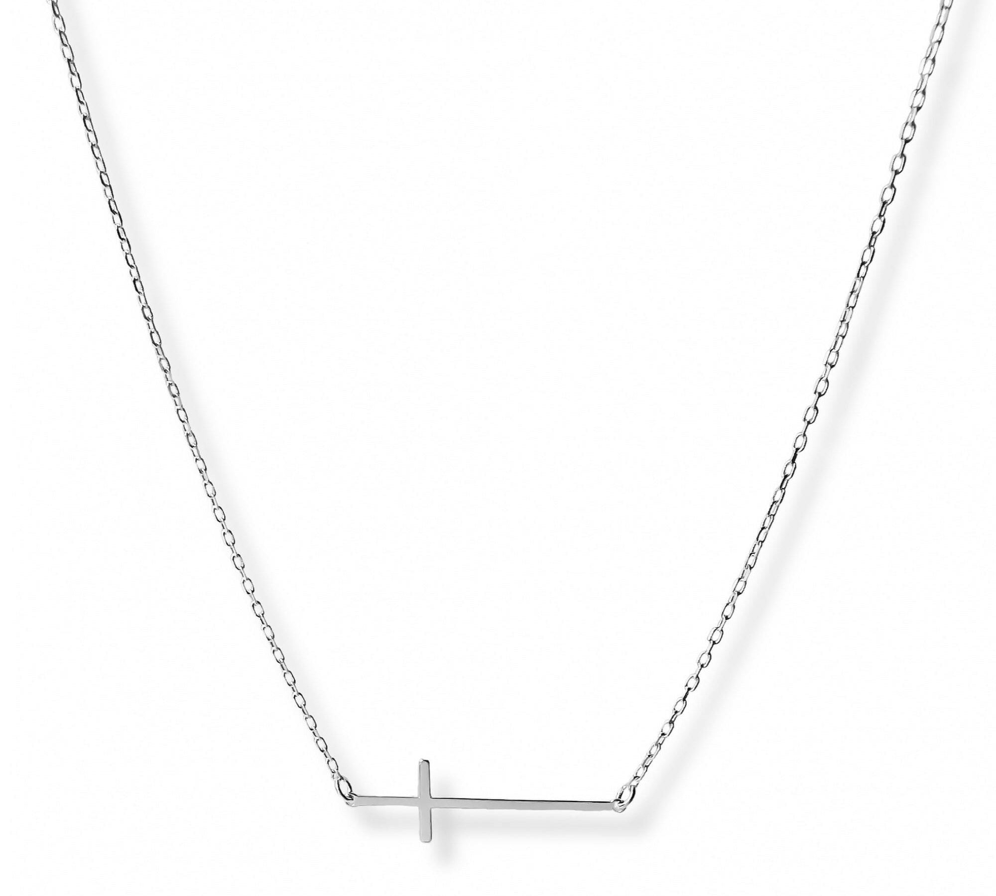 Collar Cruz Lisa de plata 925 de AMBAR Joyería Fina