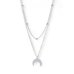 collar encpas de bolita y dije de Luna invertida elaborada en plata 925 de AMBAR joyería
