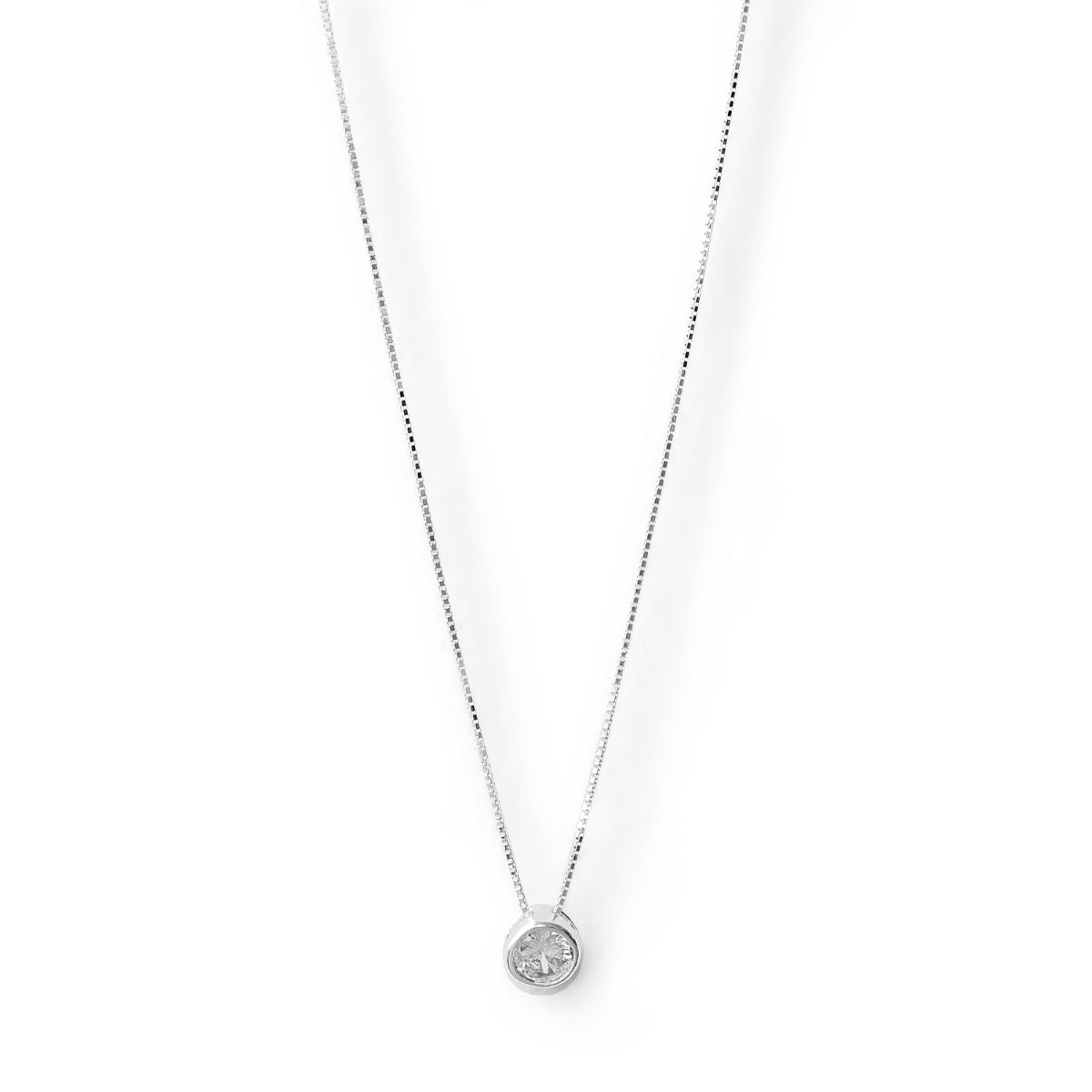 collar punto de luz con una Circonita cubica transparente elaborado en plata 925 de AMBAR joyería