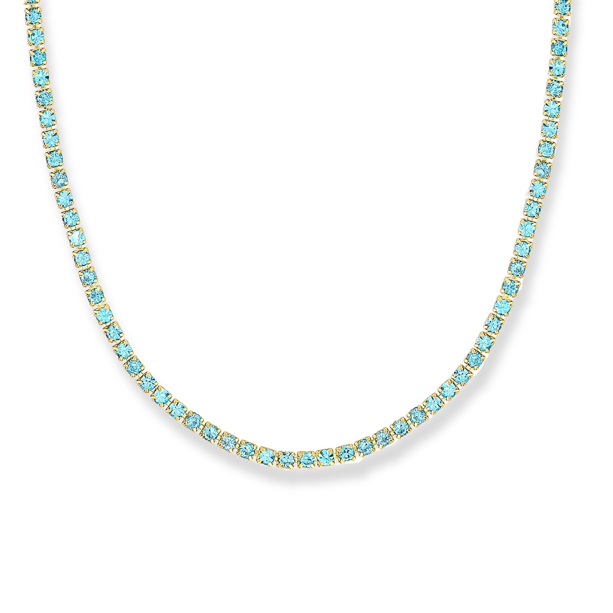 Collar tennis de cristal celeste enchapado en oro 18k de AMBAR joyería fina