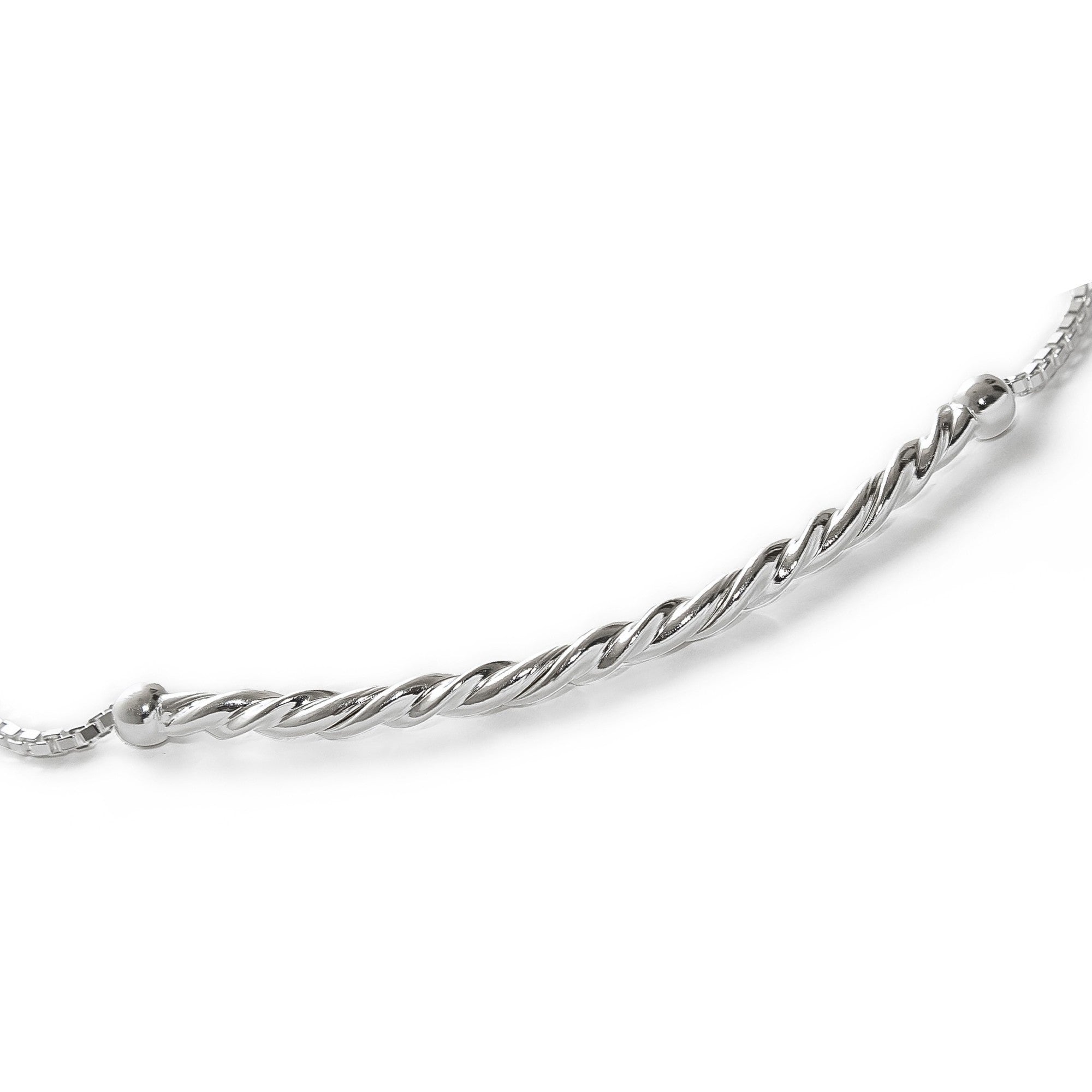 pulsera barrita cordon al detalla con sistema regulable elaborada en plata 925 de AMBAR Joyería Fina