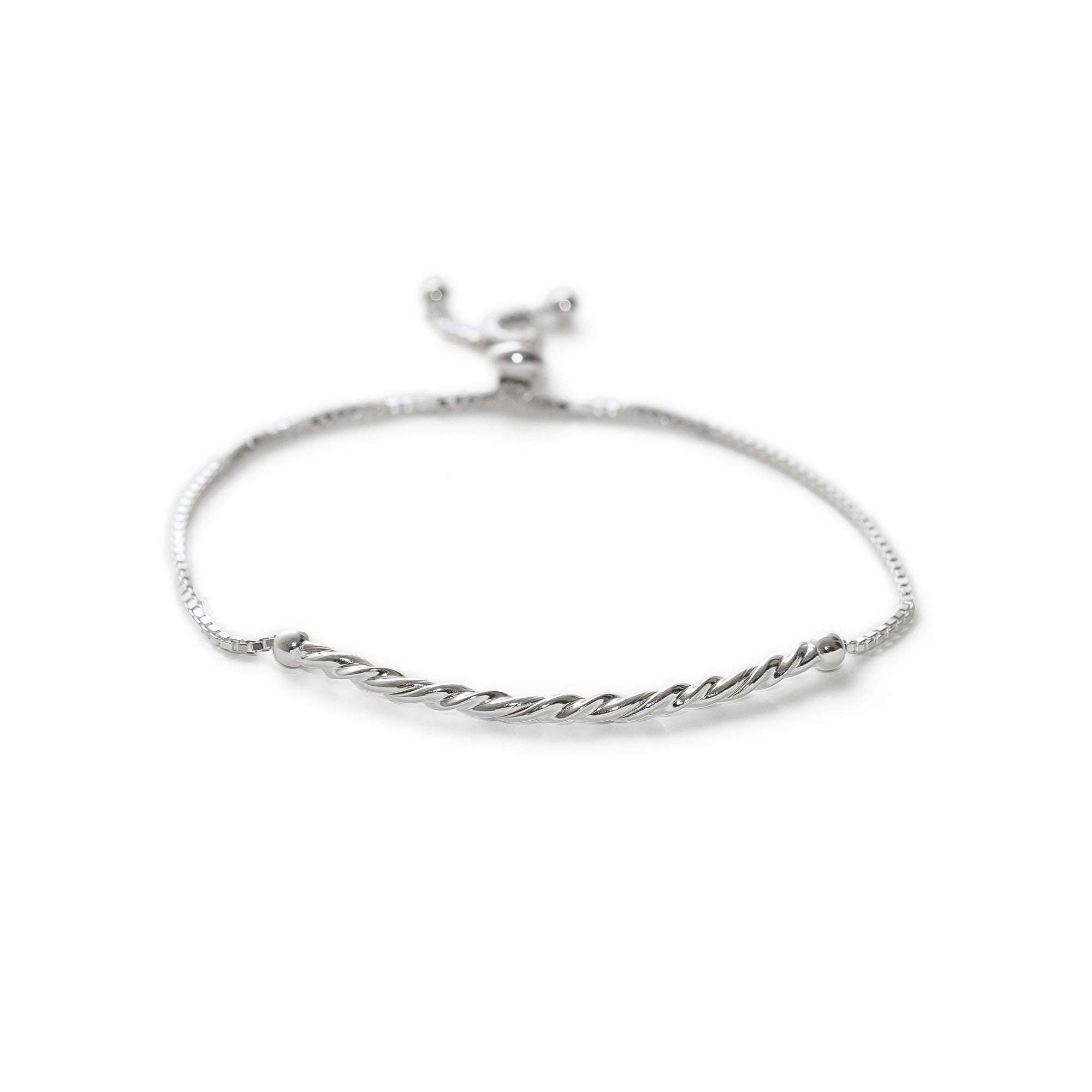 pulsera barrita cordon con sitema regulable elaborada en plata 925 de AMBAR Joyería Fina