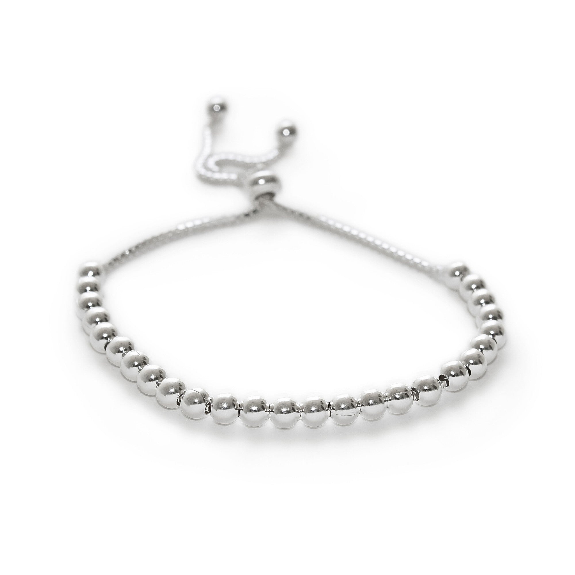 pulsera Anika con bolitas y sistema regulable elaborada en plata 925 de AMBAR Joyería Fina