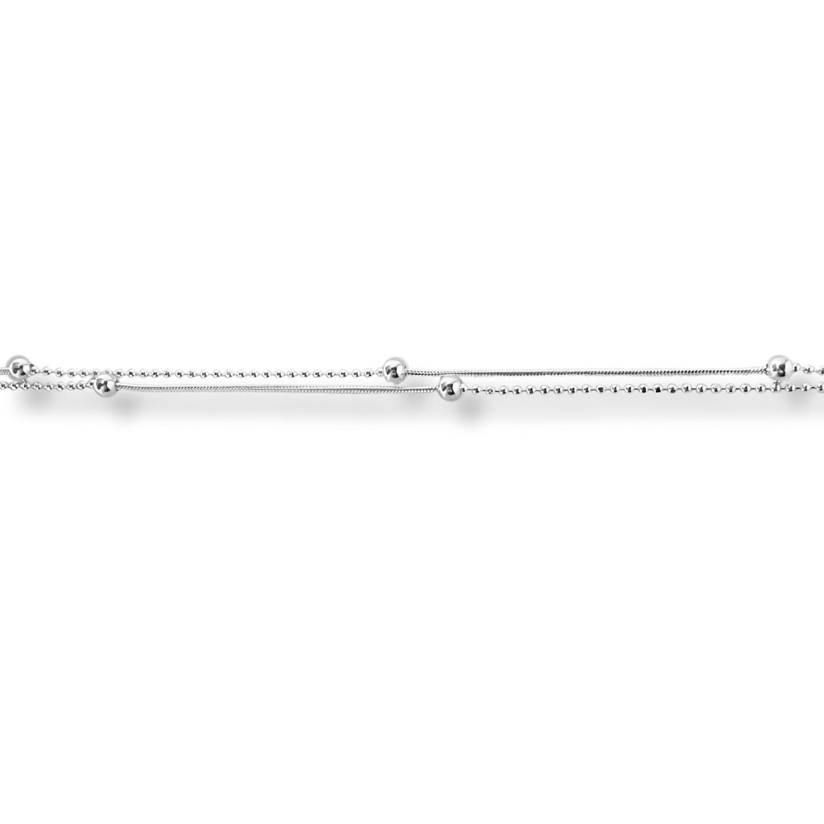 pulsera satélite de doble cadenas con bolitas de cerca elaborada en plata 925 para AMBAR joyería