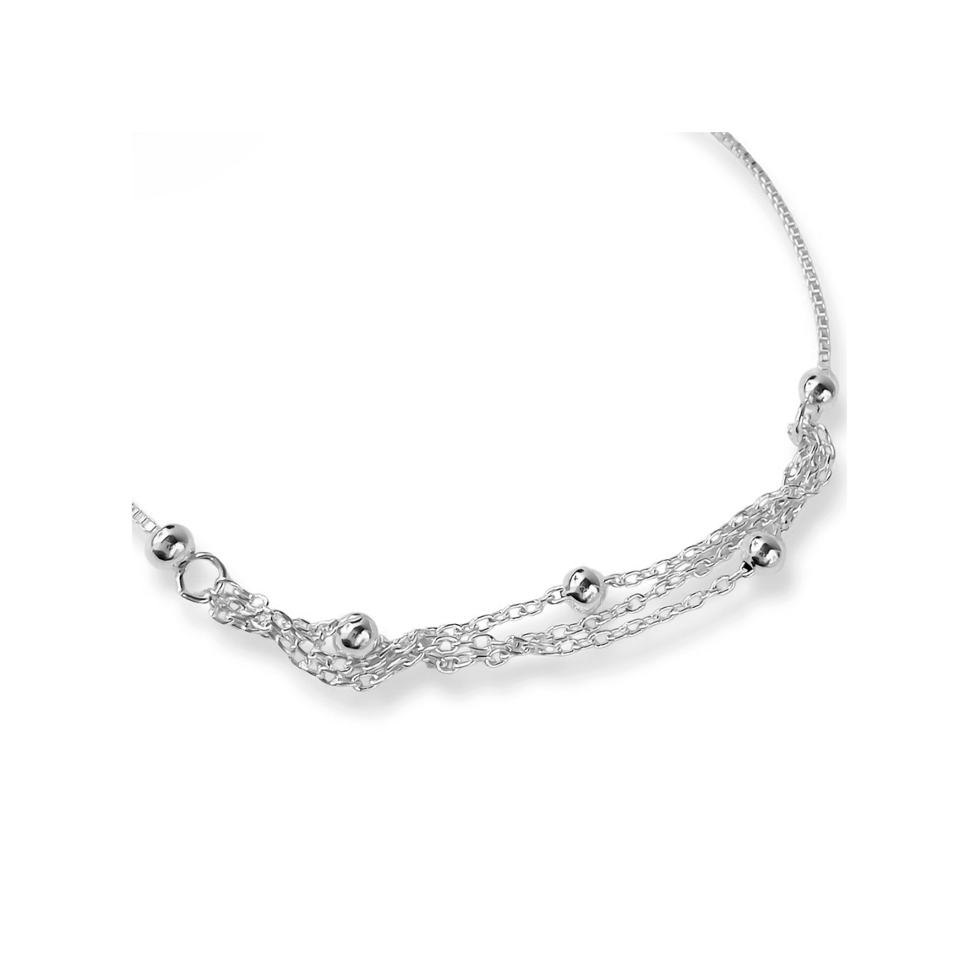 pulsera cadenitas y bolitas de 0.3 cm con sistema regulable elaborada en plata 925 de AMBAR Joyería Fina