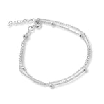 Pulsera de doble cadena con bolitas diseño juvenil elaborada en plata 925 para AMBAR joyería