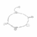 pulsera divertida con dijes de corazon diseño moderno elaborado en plata 925 de AMBAR joyería