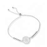 pulsera flor calada con sistema  regulable elaborada en plata 925 de AMBAR Joyería Fina