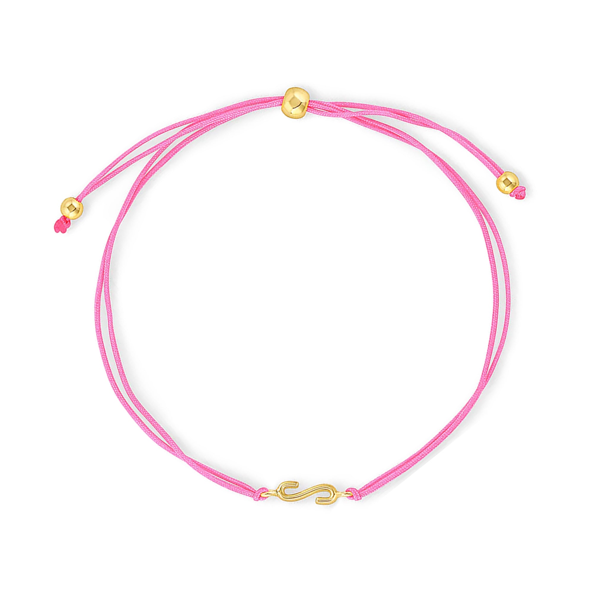 Pulsera hilo rosa con inicial S enchapada en oro 18K de AMBAR joyería fina