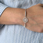 pulsera mandala florecer con sistema regulable en modelo elaborada en plata 925 de AMBAR joyería