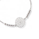 pulsera mandala florecer al detalle con sistema regulable  elaborada en plata 925 de AMBAR Joyería Fina